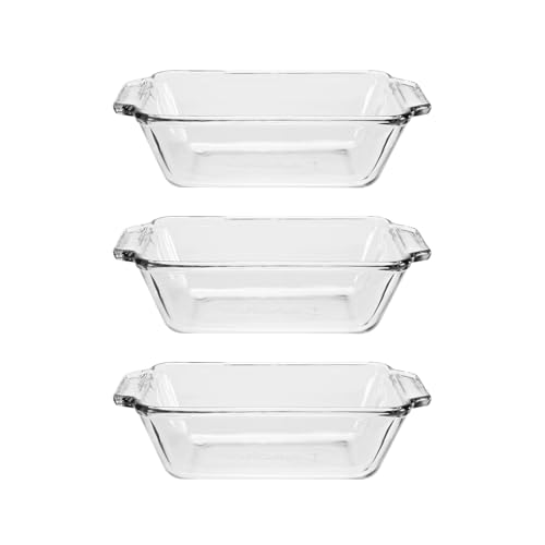 3 Pack Anchor Hocking Glass Loaf Bread Pans 1.5 Qt