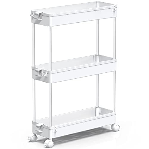 SPACEKEEPER 3-Tier Slim Rolling Storage Cart