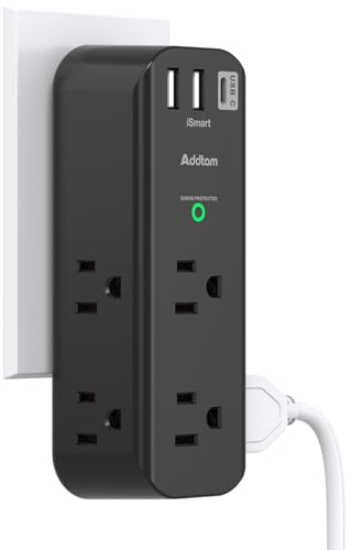 Rotating Plug Surge Protector Outlet Extender with USB