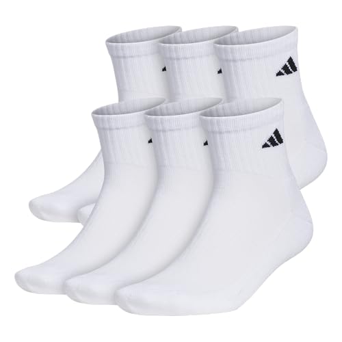 6 Pack adidas Men's Athletic Cushioned Quarter Socks