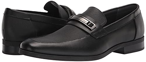 Calvin Klein Men's Black Leather Loafers, Size 9