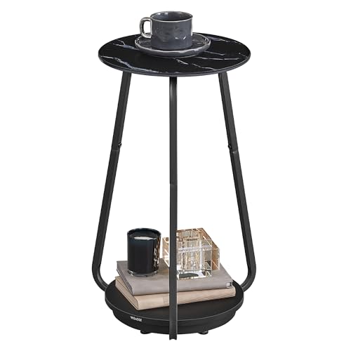 Round 2-Tier Glass Top Side Table Nightstand