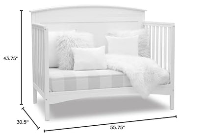 Delta Children Archer Solid Panel 4-in-1 Convertible Baby Crib - Greenguard Gold Certified, Bianca White