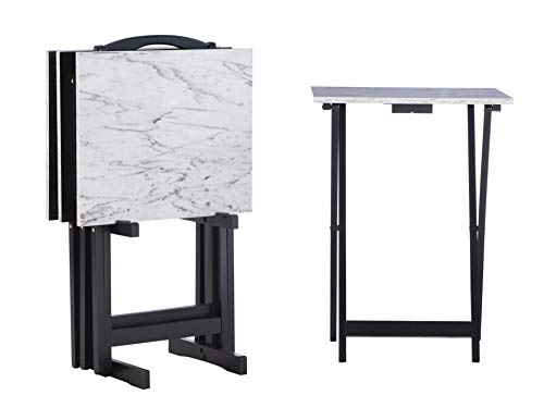 4 Tray Linon Folding Tray Tables with Storage Stand