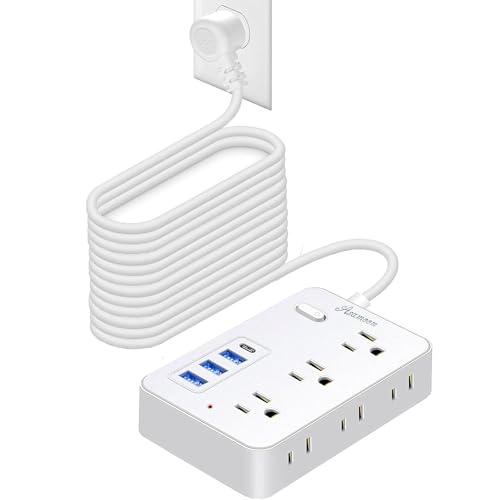 25 FT Surge Protector Power Strip with USB Ports