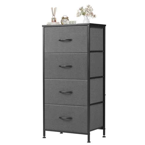 4 Drawer Fabric Nightstand Bedroom Dresser with Shelf