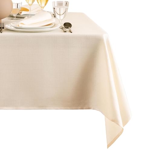 144" x 60" Elrene Water Resistant Textured Rectangle Tablecloth