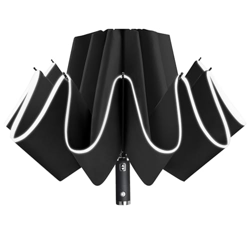 Reverse Folding Windproof Travel Umbrella with LED