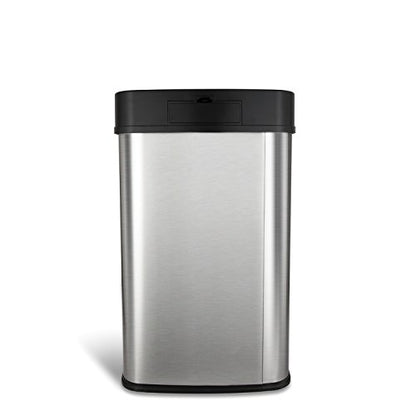 NINESTARS DZT-50-28 Automatic Touchless Motion Sensor Rectangular Trash Can, 13 Gal, Black Trim