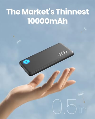 INIU Portable Charger, Slimmest 10000mAh 5V/3A Power Bank, USB C in&out High-Speed Charging Battery Pack, External Phone Powerbank Compatible with iPhone 16 15 14 13 12 Samsung S22 S21 Google iPad etc