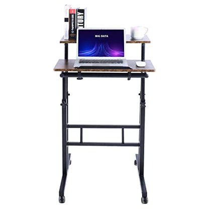 AIZ Mobile Standing Desk, Adjustable Computer Desk Rolling Laptop Cart on Wheels Home Office Computer Workstation, Portable Laptop Stand for Small Spaces Tall Table for Standing or Sitting, by