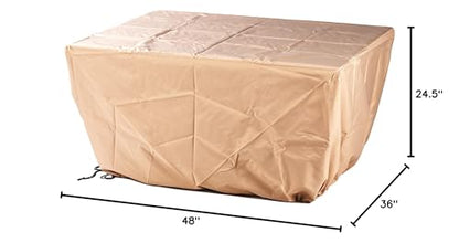 Oakland Living Rectangular 48 in. x 36 in. Aluminum Propane Fire Pit Table, Glass Beads, Two Covers, Lid, 57,000 BTUs in Grey Finish