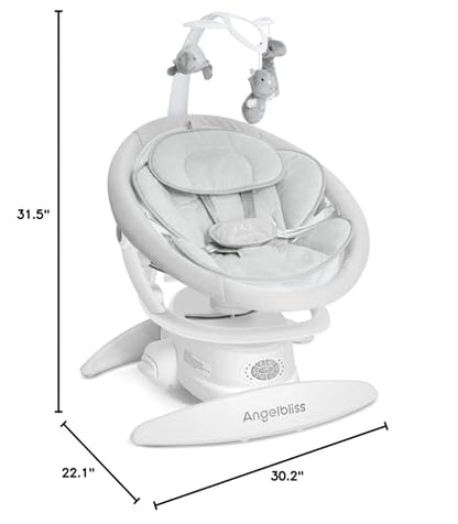 Angelbliss 3 in 1 Baby Swing with Motion Detection, Portable Baby Swings for Infants with Removable Rocker & Stationary Seat, Bluetooth Enabled with 3 Unique Motions (White)