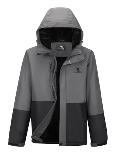 Men's Waterproof Ski Jacket Warm Winter Hooded Coat
