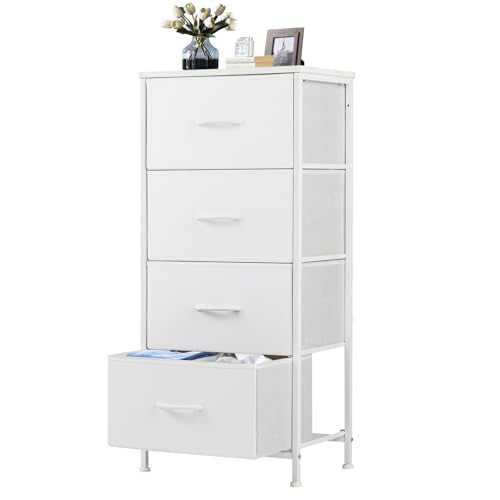 4 Drawer Nightstand with Removable Fabric Bins Organizer