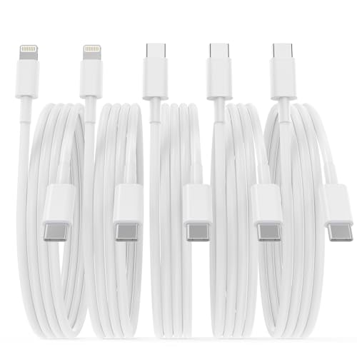 5 Pack USB-C Car Charger Cables Fast Charging