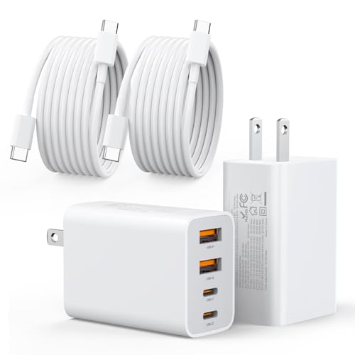 2 Pack 40W 4-Port USB C Charger with Cables