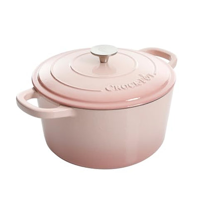 Crock-Pot Artisan Round Enameled Cast Iron Dutch Oven, 7-Quart, Blush Pink