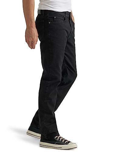 Lee Men's Legendary Regular Straight Jean, Overdye Black, 38W x 36L