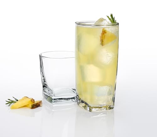 Anchor Hocking Rio Drinking Glasses Set, 16 Piece Set (8 Rocks Glasses & 8 Tumbler Glasses)