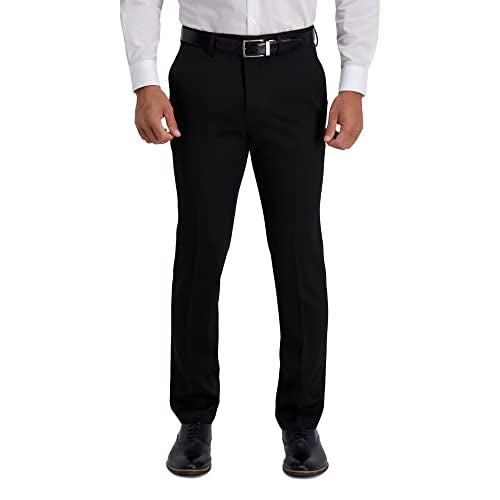 Kenneth Cole Men's Slim Fit Heather Dress Pant, Black, 32W x 29L