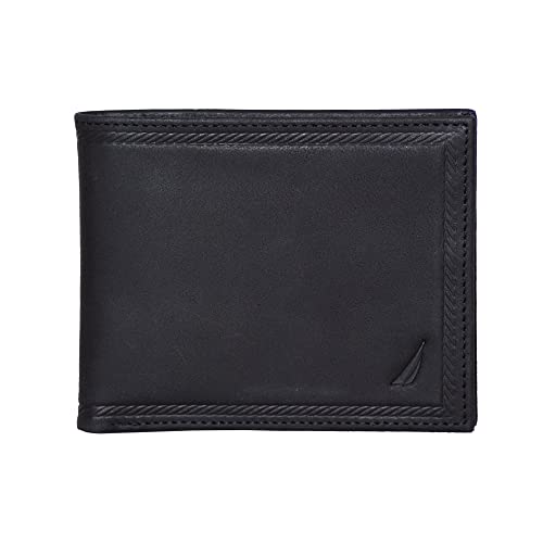 Nautica Men's RFID Bifold Leather Wallet with ID Window