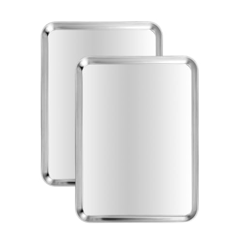 2 Pack Heavy-Duty Aluminum Baking Sheets