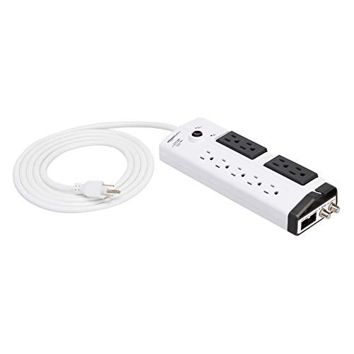 Amazon Basics - Rectangle Rotating 9 Outlet Surge Protector Power Strip, 2160 Joules, White