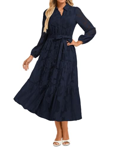 GRACE KARIN Long Sleeve Floral Maxi Dress