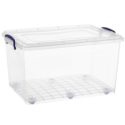44 Qt Wheeled Plastic Storage Bin with Lid