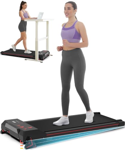 Redliro Walking Pad with Incline, Under Desk Treadmill for Home, Compact Walking Pad for Small Space, Portable Treadmill with Remote Control & Free Installation (Black)