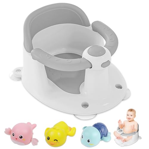 Baby Bath Seat with 3 Toys, Non-Slip, Compact