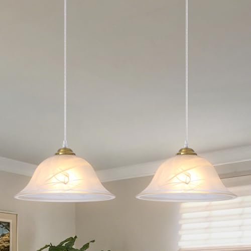 2 Pack Frosted Glass Kitchen Island Pendant Lights