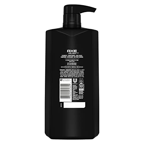 AXE 3-in-1 Body Wash Shampoo and Conditioner Easy Hair and Body Wash For Men Wash and Care Total Fresh Light and Fresh Scent Men's Shampoo 28 oz 4 Pack