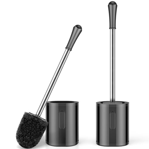 2 Pack Compact Toilet Brush and Holder Set