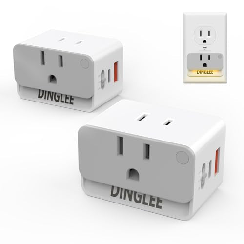 2 Pack USB C Wall Outlet Extender with Night Light