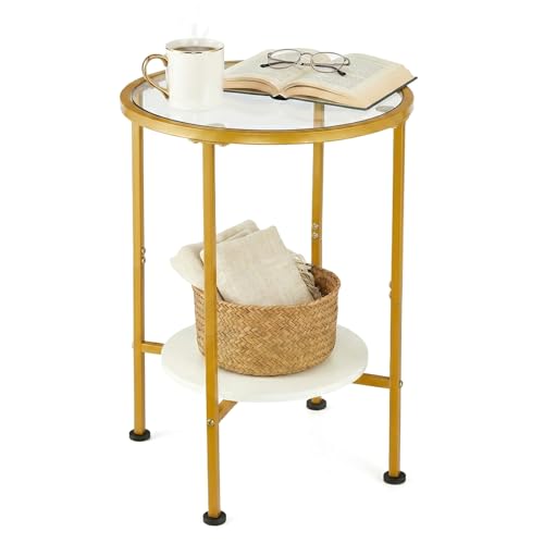Round 2-Tier Glass Top Side Table