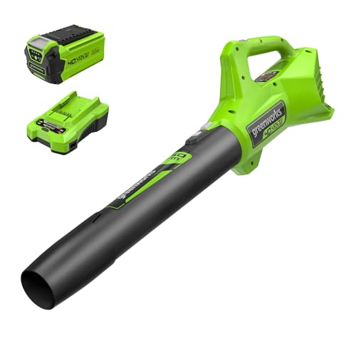 Greenworks 40V Cordless Leaf Blower with Battery Charger
