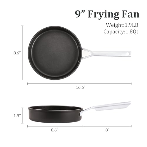 Wodillo Nonstick Frying Pan Skillet, Nonstick Omelette Pan,Induction Base, Hard-Anodized, Durable & Oven Safe to 420°F, Dishwasher Safe(9 INCH)