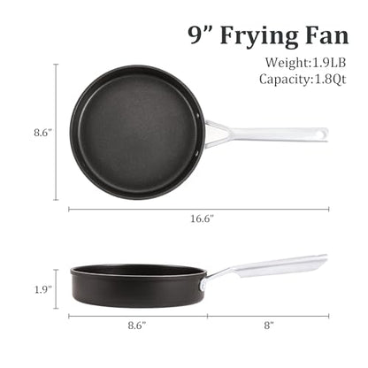 Wodillo Nonstick Frying Pan Skillet, Nonstick Omelette Pan,Induction Base, Hard-Anodized, Durable & Oven Safe to 420°F, Dishwasher Safe(9 INCH)
