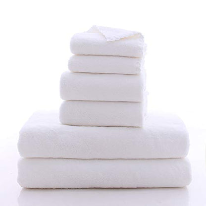 MOONQUEEN Ultra Soft Towel Set - Quick Drying - 2 Bath Towels 2 Hand Towels 2 Washcloths - Microfiber Coral Velvet Highly Absorbent Towel for Bath Fitness, Sports, Yoga, Travel (White, 6 Pieces)