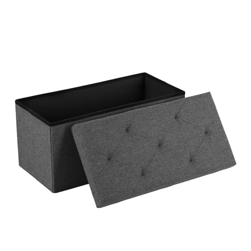 30in Foldable Storage Ottoman Bench with Padded Seat