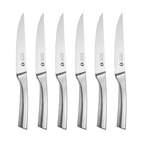 6 Piece Steak Knife Set German Stainless Steel Serrated