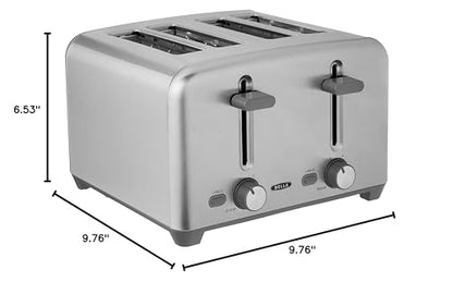 BELLA 4 Slice Toaster with Auto Shut Off - Extra Wide Slots and Removable Drop-Down Crumb Tray with Cancel and Reheat Function - For Texas Toast, Large Bread & Bagel, Stainless Steel