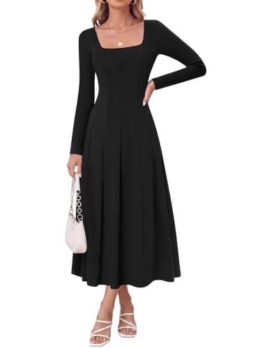 GRACE KARIN Fall Wedding Guest Midi Dress with Pockets