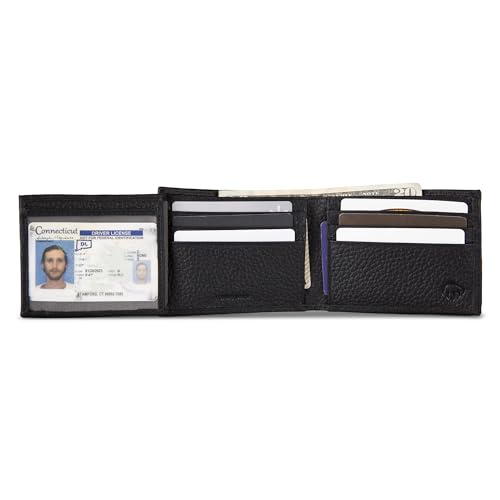 WOLVERINE Men's RFID Blocking Rugged Bifold & Passcase Wallets (Avail in Cotton Canvas Or Leather), Marquette-Black, One Size