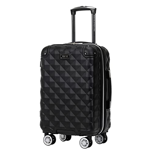 Kenneth Cole REACTION Diamond Tower Collection Lightweight Hardside Expandable 8-Wheel Spinner Travel Luggage, Black, 3-Piece Set (20", 24", & 28")