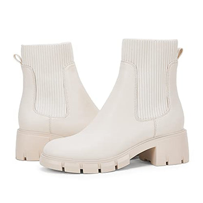 Ruanyu Chunky Block Heel Chelsea Ankle Boots