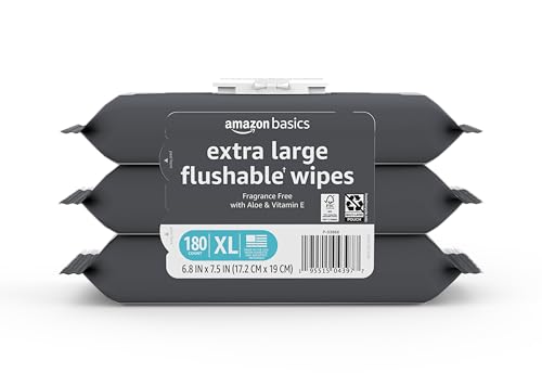 180 Count Flushable Wipes, Fragrance Free