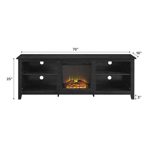 Walker Edison Wren Classic 4 Cubby Fireplace TV Stand for TVs up to 80 Inches, 70 Inch, Black